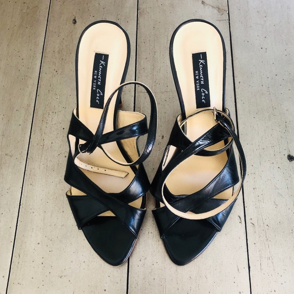 Kenneth Cole Black Strappy Heels Size 7.5 - Picture 2 of 6